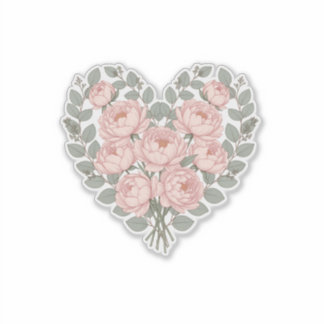 Bester Mutter Blumen Minimalistisches Herz Bouquet Aufkleber