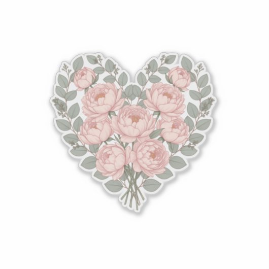 Bester Mutter Blumen Minimalistisches Herz Bouquet Aufkleber (Vorderseite)