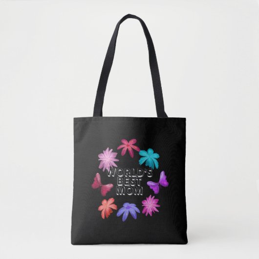 Bester Mutter der Welt Floraler Schmetterlingskran Tasche (Vorderseite)