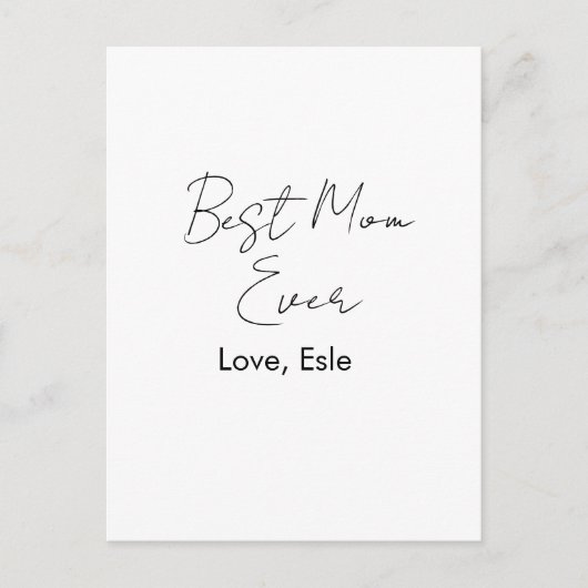 bester Muttertag jemals Name Datum einfach minimal Postkarte (Vorderseite)