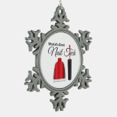 Bester Nageltechniker der Welt Schneeflocken Zinn-Ornament (Links)