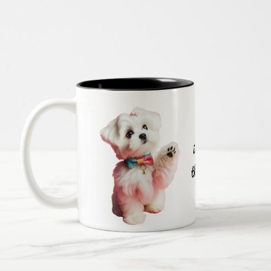 Bester Niedlicher maltesischer Hund, kundenspezifi Zweifarbige Tasse (Links)