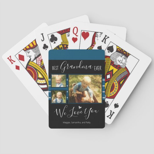 Bester Oma je Foto Collage Individuelle Name Spielkarten (Rückseite)