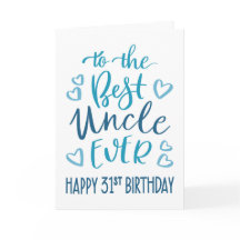 Bester Onkel Aller Zeiten 31. Geburtstagstypografi