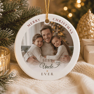 Bester Onkel Aller Zeiten Individueller Foto-Weihn Keramik Ornament