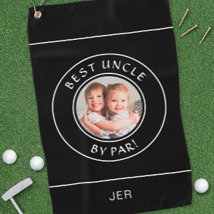 Bester Onkel By Par Foto Spaß Golfer Modern Schwar Golfhandtuch
