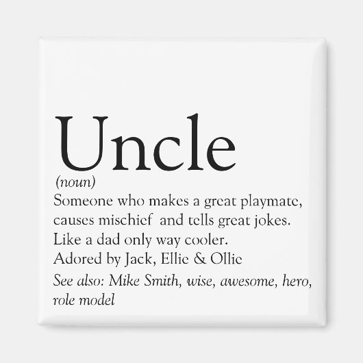 Bester Onkel der Welt, Funcle-Definition Magnet (Vorne)