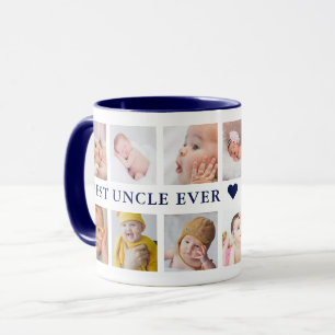 Bester Onkel der Welt in Navy Blau 12 Foto-Collage Tasse