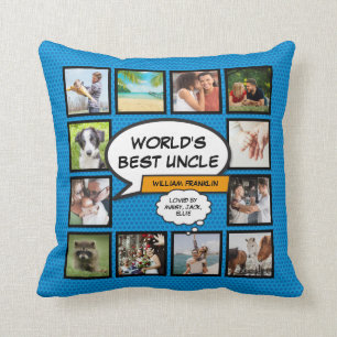 Bester Onkel der Welt Lustige coole blaue Fotocoll Kissen