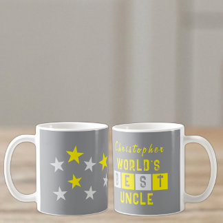 Bester Onkel der Welt Name Sterne grau Kaffeetasse