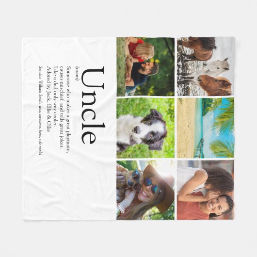 Bester Onkel, Funcle Definition 6-Foto-Spaß Fleecedecke (Vorderseite (Horizontal))