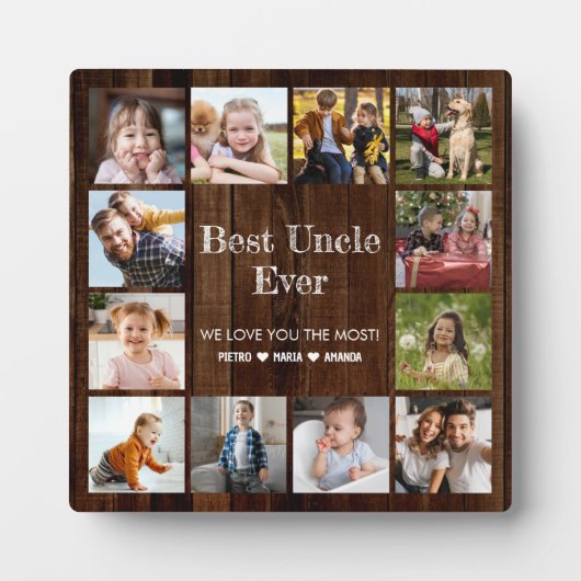 Bester Onkel je 12 Foto Collage Plaque Fotoplatte (Vorderseite)
