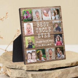 Bester Onkel je 12 Foto Collage Rustikales Holz Fotoplatte