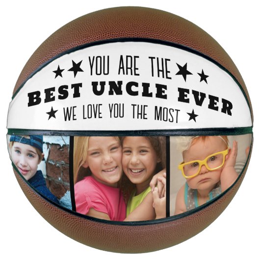 Bester Onkel je 3 FotoCollage Schwarz-Weiß Basketball (Vorderseite)