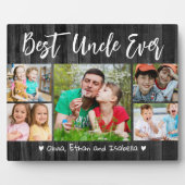 Bester Onkel je 5 Foto Collage Rustikales Schwarze Fotoplatte (Vorderseite)