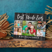 Bester Onkel je 5 Foto Collage Rustikales Schwarze Fotoplatte (Seite)