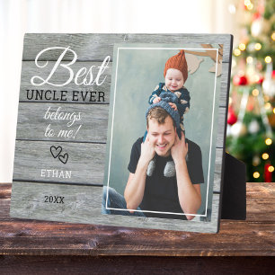 Bester Onkel je Geschenk Foto Rustikales graues Ho Fotoplatte