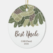 Bester Onkel je Personalisiert Pinecones Grüne Keramik Ornament (Links)