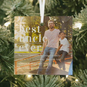 Bester Onkel überhaupt Zitat & Foto-Geschenk Ornament Aus Glas