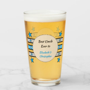 Bester Onkel wir lieben dich Namen Sterne blau Bie Glas