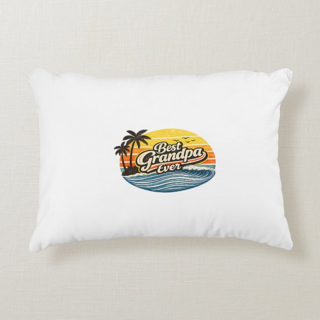Bester Opa Aller Retro-Sonnenuntergangs-Design Dekokissen (Vorderseite)