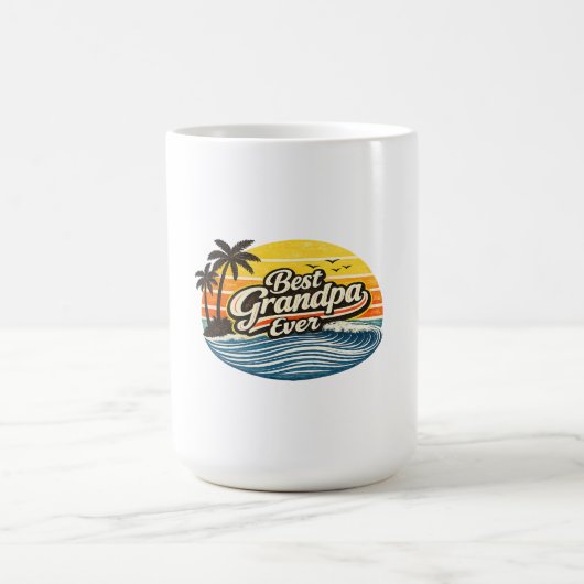Bester Opa Aller Retro-Sonnenuntergangs-Design Kaffeetasse (Mittel)