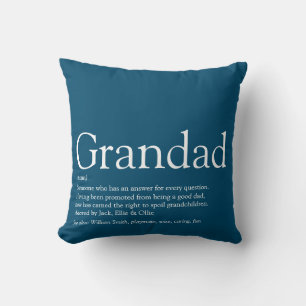 Bester Opa aller Zeiten, Definition Großvater Blau Kissen