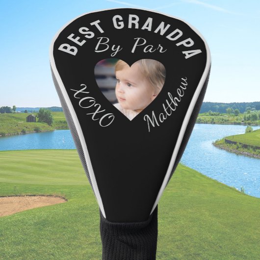 Bester Opa Benutzerdefiniertes Kinderfoto Schwarz Golf Headcover