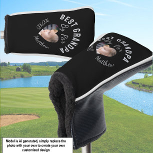 Bester Opa Benutzerdefiniertes Kinderfoto Schwarz Golf Headcover