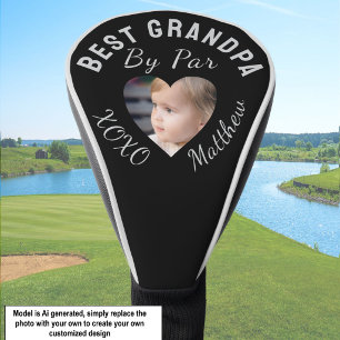 Bester Opa Benutzerdefiniertes Kinderfoto Schwarz Golf Headcover