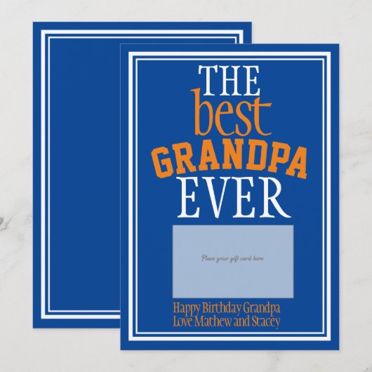 Bester Opa Blue Typografy-Karteninhaber (Vorne/Hinten)