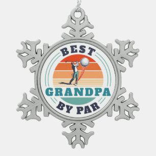 Bester Opa By Par Benutzerdefiniertes Retro-Golfer Schneeflocken Zinn-Ornament