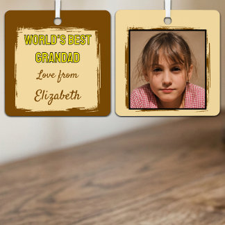 Bester Opa der Welt 1 Foto braun Ornament Aus Metall