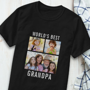 Bester Opa der Welt 3 Fotocollage Text Schwarz T-Shirt
