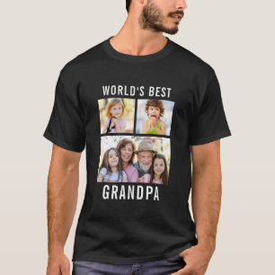 Bester Opa der Welt 3 Fotocollage Text Schwarz T-Shirt