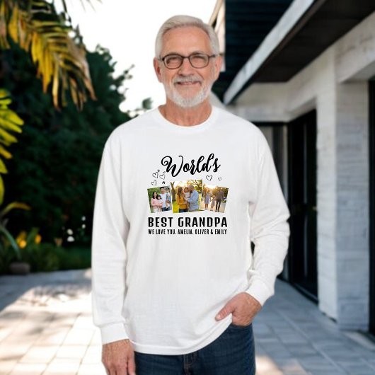 Bester Opa der Welt Benutzerdefinierte 3-Foto-Coll Sweatshirt
