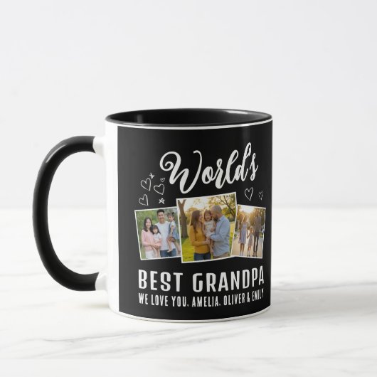 Bester Opa der Welt Benutzerdefinierte 3-Foto-Coll Tasse (Links)