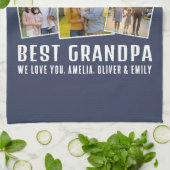Bester Opa der Welt Benutzerdefinierte Fotocollage Geschirrtuch (Gefaltet)