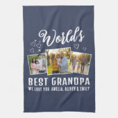 Bester Opa der Welt Benutzerdefinierte Fotocollage Geschirrtuch (Vertikal)