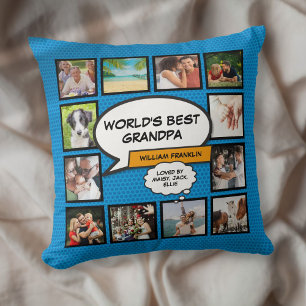 Bester Opa der Welt Foto Blau von Fun World Kissen