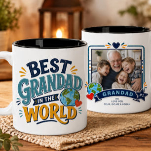 Bester Opa der Welt Foto-Tasse Zweifarbige Tasse