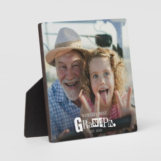Bester Opa der Welt - Geschenk mit Gründungsdatum Fotoplatte (Vorderseite)
