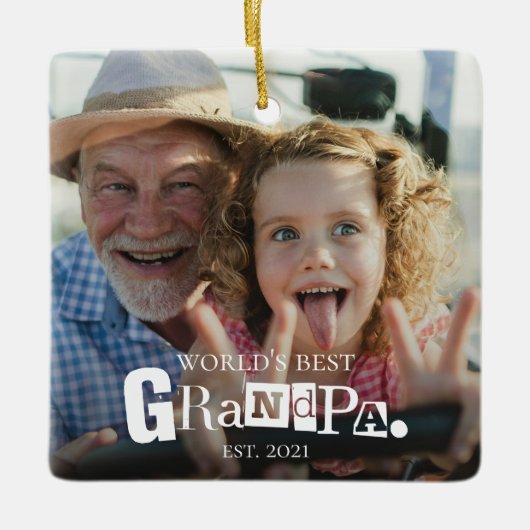 Bester Opa der Welt - Geschenk mit Gründungsdatum  Keramikornament (Vorderseite)