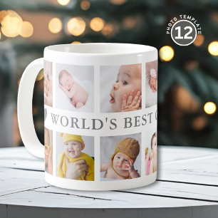 Bester Opa der Welt Grau 12 Foto Collage Kaffeetasse