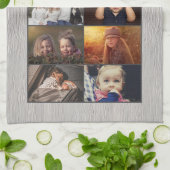 Bester Opa der Welt Holz 6 Foto Collage Geschirrtuch (Gefaltet)