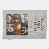 Bester Opa der Welt Holz 6 Foto Collage Geschirrtuch (Horizontal)