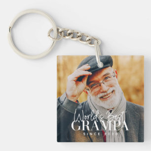 Bester Opa der Welt seit 20XX Modernes Chic-Foto Schlüsselanhänger