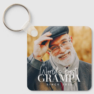 Bester Opa der Welt seit 20XX Modernes Chic-Foto Schlüsselanhänger