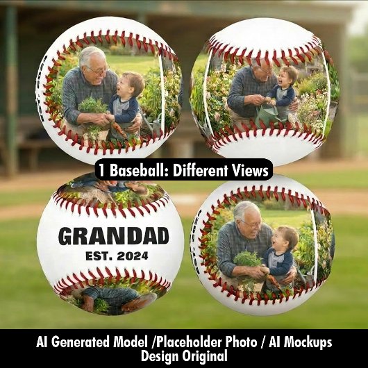 Bester Opa etabliert kühne Fotocollage Baseball