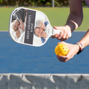 Bester Opa Ever 2 Fotos Kreide Text personalisiert Pickleball Schläger
